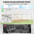 outsunny 14.6'x6.5'x6.6' hoop house greenhouse with 2 support, close-up detail