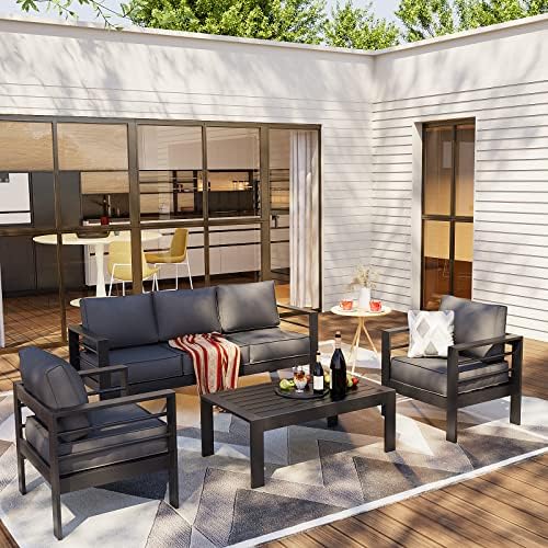 amopatio aluminum patio furniture set with 5'' thick, view 9