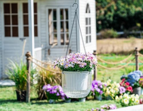 melphoe self watering hanging planters indoor flower pots shown in use