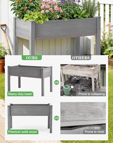 raised garden bed with legs, 48×24×30 cedar wood, close-up detail