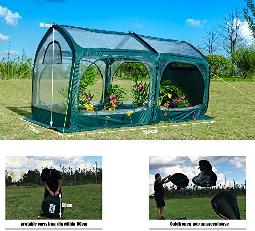 porayhut pop up greenhouse cover flower house mini, side view