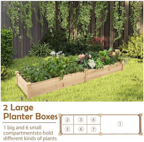 happygrill wooden raised garden bed with 2 garden, close-up detail