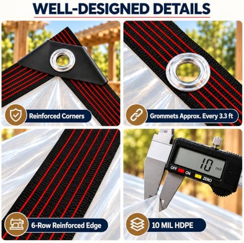 surfstar clear tarp with grommets 10x10 ft,10 mil, close-up detail