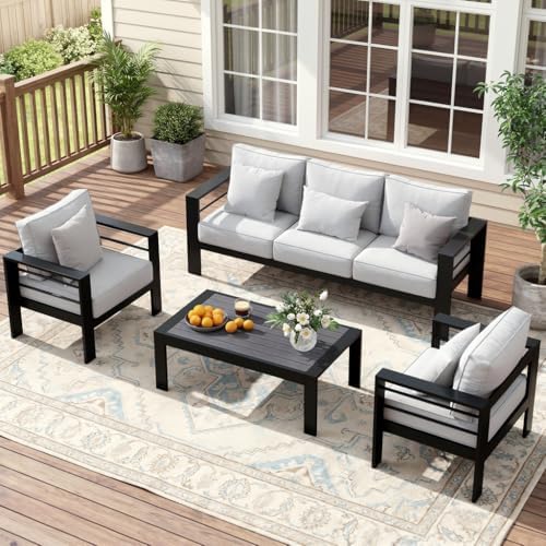 solaste aluminum patio furniture set for all weather, front angle view