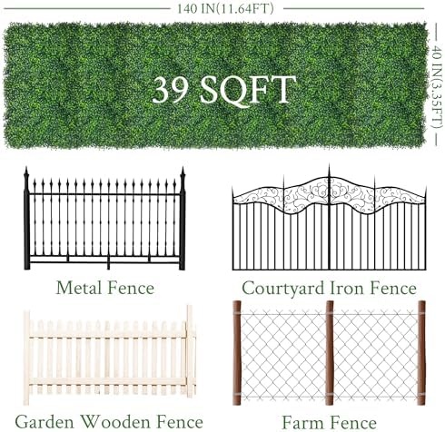 artificial ivy privacy fence screen, 40"x140" (39 sqft) shown in use