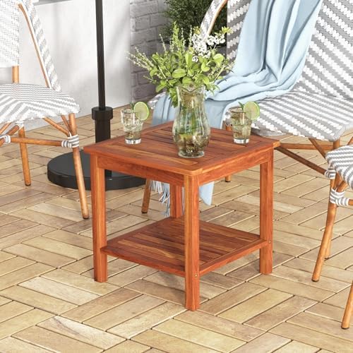 happygrill adirondack outdoor side table patio 2-tier square showing dimensions