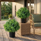 enven set of 2 artificial boxwood topiary trees, close-up detail