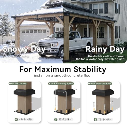 aoxun 12x20 ft heavy duty cedar wood carport, package contents