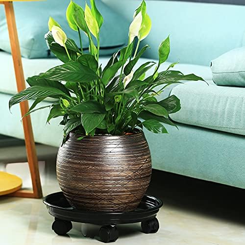 7 packs plant caddy with wheels 11.8" plastic, front angle view
