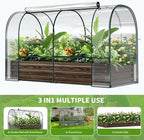 docred galvanized raised garden bed with pvc cover, side view