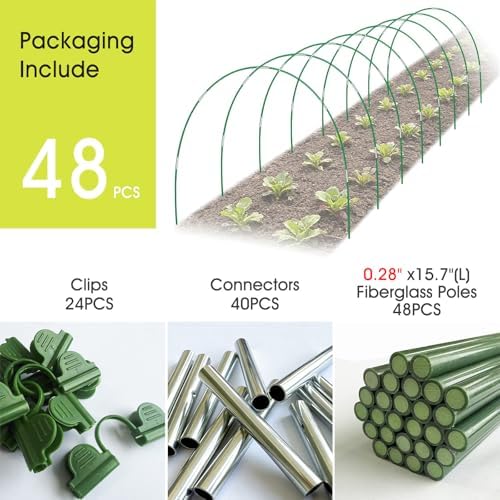 rifny garden hoops for raised beds, greenhouse hoops showing dimensions