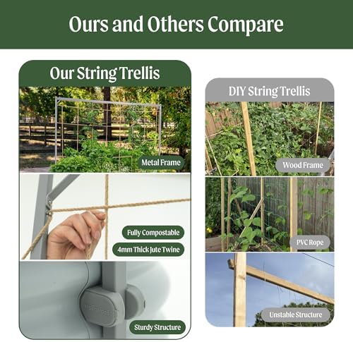 vego garden 5.0ft long tomato metal frame trellis, side view
