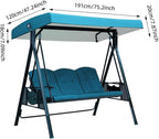 Replacement Canopy for 3 Seater Outdoor Swing Chairs,Swing Canopy Replacement Top Cover,Waterproof Sunscreen Universal Top Cover Fits Patio Porch Garden Hammocks,Red