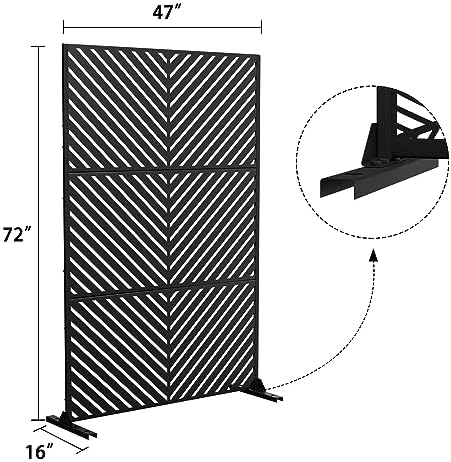 metal privacy screen outdoor 72" h×47" w,freestanding decorative shown in use