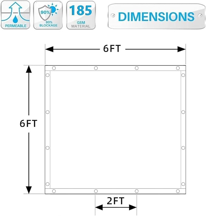90% Shade Cloth Sun Shade Fabric Privacy Screen Shade Cover for Patio Garden Pergola Shade Cover Canopy with Gromments