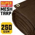 core tarps 60% brown shade cloth with grommets, close-up detail