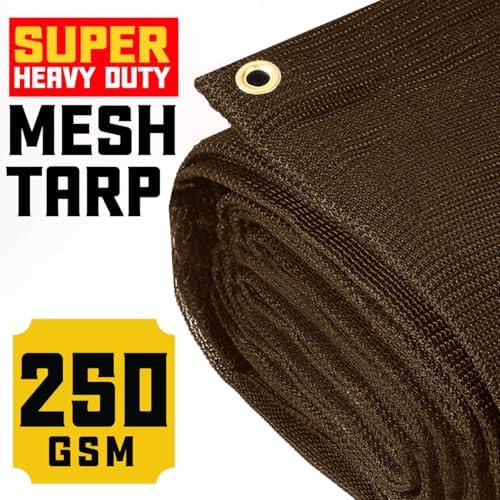 core tarps 60% brown shade cloth with grommets, close-up detail