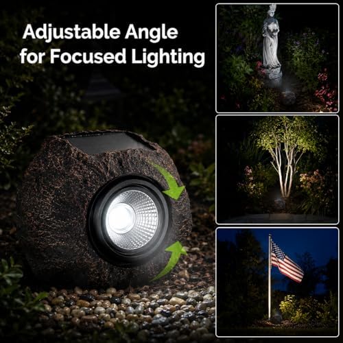 solar rock lights outdoor – 2 pack waterproof, side view