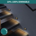 120V Dimmable LED Step Lights, 3000K/4000K/5000K, 12-Pack | Line Voltage 3.5W 175lm Landscape Lighting for Stairway Pathway Patio, Indoor Outdoor Wet Location, Aluminum ORB Finish