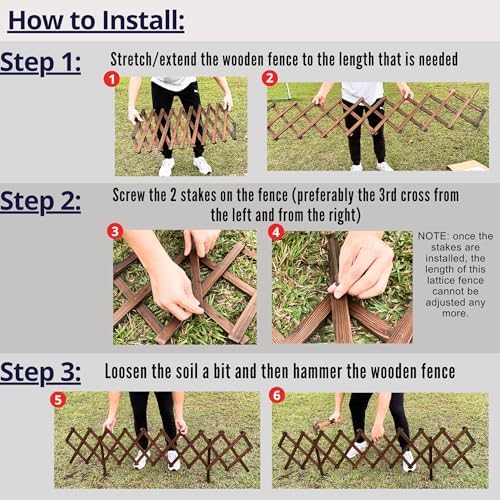 shoplala wooden lattice garden fence (4 pack, 24ft, side view