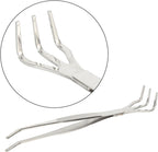 Fdit Bonsai Root Rake Tweezers, Stainless Steel 2 in 1 Precision Repotting Tool with Smooth Rounded Tips Ergonomic Non Slip Grip for Bonsai Care Silver 24.5 cm 1 Piece