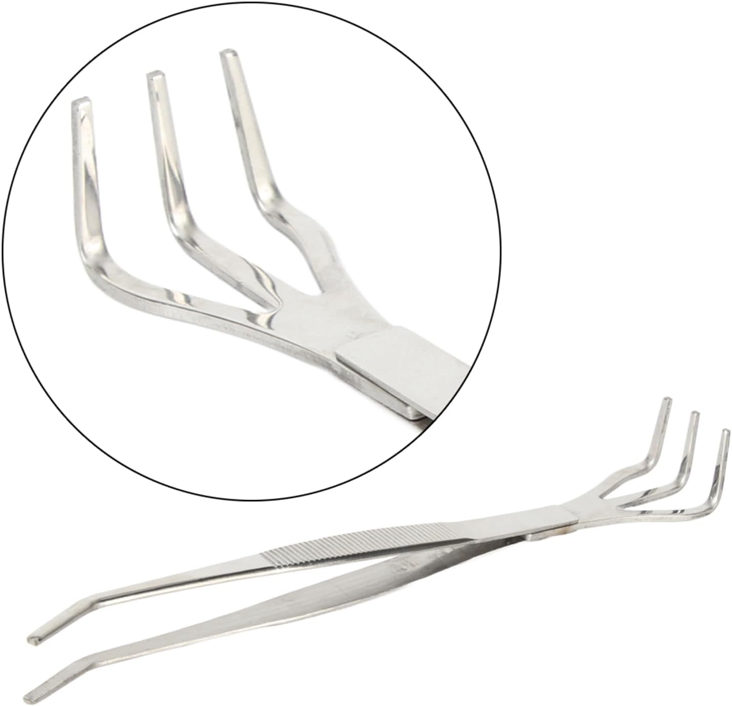 Fdit Bonsai Root Rake Tweezers, Stainless Steel 2 in 1 Precision Repotting Tool with Smooth Rounded Tips Ergonomic Non Slip Grip for Bonsai Care Silver 24.5 cm 1 Piece