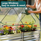 dumos galvanized raised garden bed with cover, clear, close-up detail
