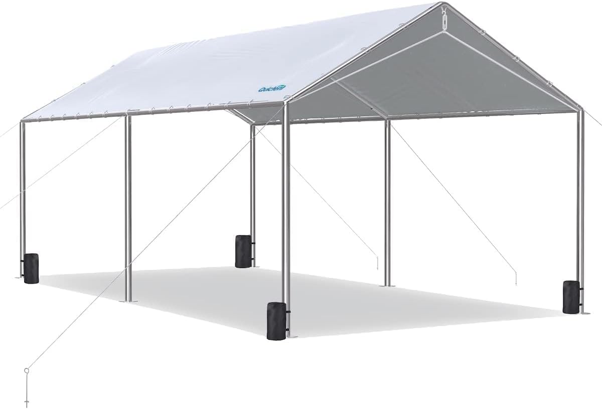 quictent 10x20ft upgraded heavy duty car canopy galvanized, main product view
