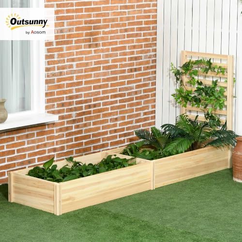 outsunny raised garden bed trellis, 2 compartments, 43 shown in use
