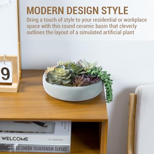 mygift 8 inch round artificial succulent plants in shown in use