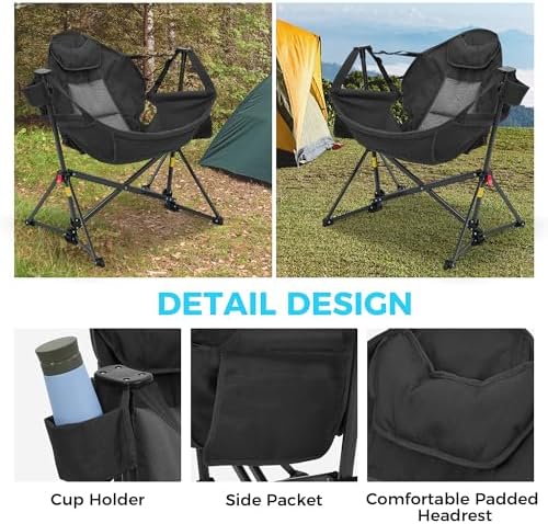 ainfox hammock camping chair, foldable portable rocking chairs, side view