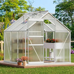 yitahome 6x6ft polycarbonate greenhouse heavy duty green houses, front angle view