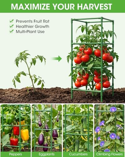 tomato cages,square tomato plant stakes support cages trellis, side view