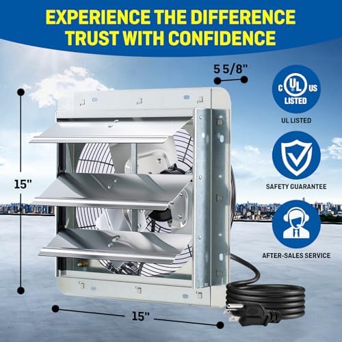 iliving 12" wall mounted shutter exhaust fan, automatic on a desk or shelf
