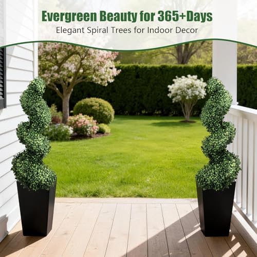 mavis's diary artificial spiral topiary trees 4ft, set showing dimensions