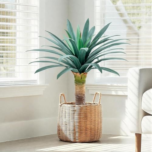 gray leaves artificial agave plant with 36 leaves on a desk or shelf