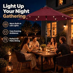 yaheetech 9ft solar patio umbrella w/push button tilt, close-up detail