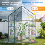 ohuhu plastic greenhouse for outdoors: portable walk in showing dimensions