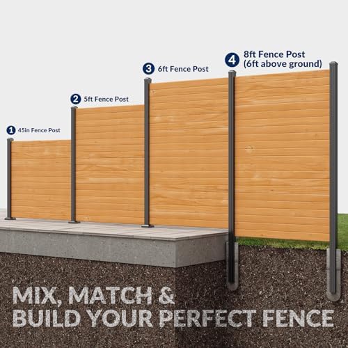 8ft inground aluminum fence posts for 6ft privacy, package contents