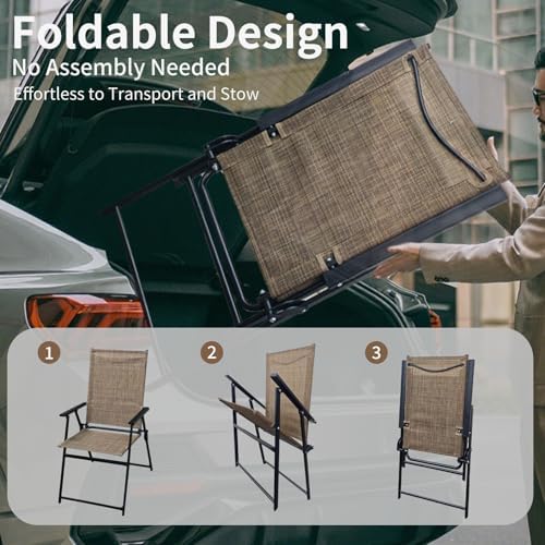 patio folding chairs set of 2, portable outdoor showing dimensions
