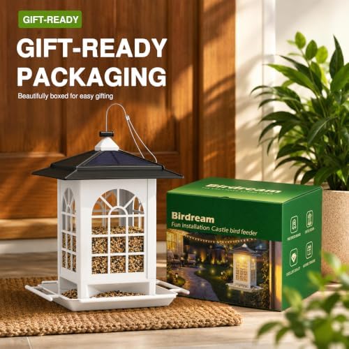 birdream 2 pack solar bird feeders for outdoors, package contents