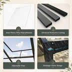 10x18 ft aluminum greenhouse, durable walk-in polycarbonate greenhouse, side view