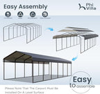 phi villa 12x30 carport, metal carports canopy heavy, front angle view