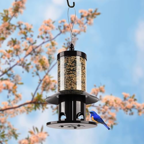 squirrel-proof bird feeder for outdoor hanging wild bird showing dimensions