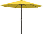 MEWAY 9ft Patio Umbrella Outdoor Table Umbrellas with Push Button Tilt and Crank, Market Umbrella 8 Sturdy Ribs for Deck, Garden, Pool and Backyard, Yellow