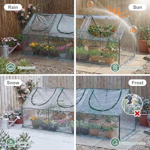 aoodor mini greenhouse for indoor and outdoor plant showing dimensions