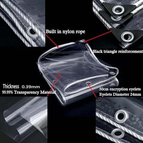 clear tarp(8*10ft(2.4*3m),clear tarps with grommets,vinyl patio enclosure showing dimensions