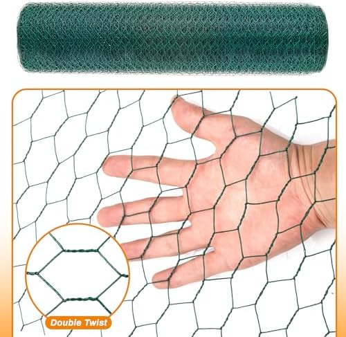 green chicken wire 48 inch(h) x 100 ft(l), close-up detail