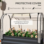 outsunny raised garden bed with cover and storage, close-up detail