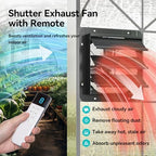 addlon 16" shutter exhaust fan, remote 8-speed 60w shown in use